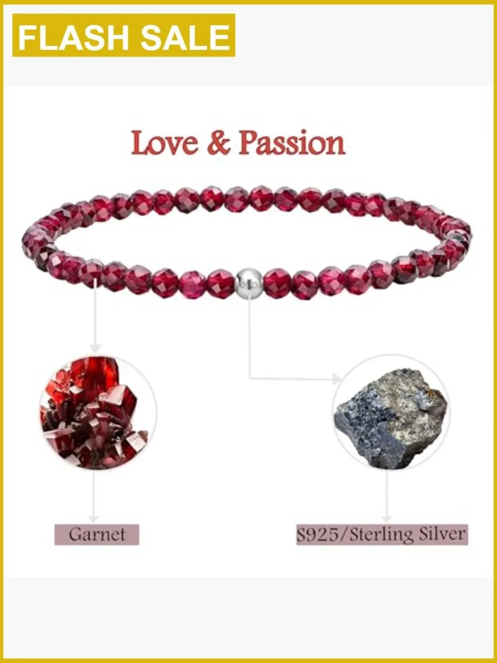 Dainty Stretch Beaded Bracelets, Natural Stone 4mm Beads 925 Sterling Silver